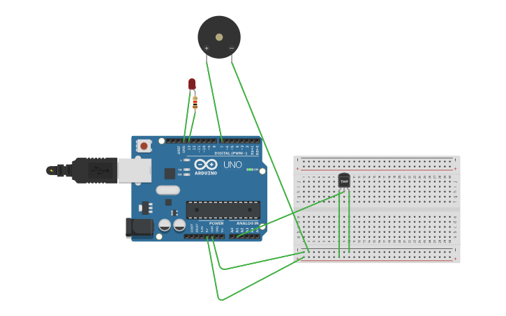 Circuit design Diode Fire Sensor - Tinkercad