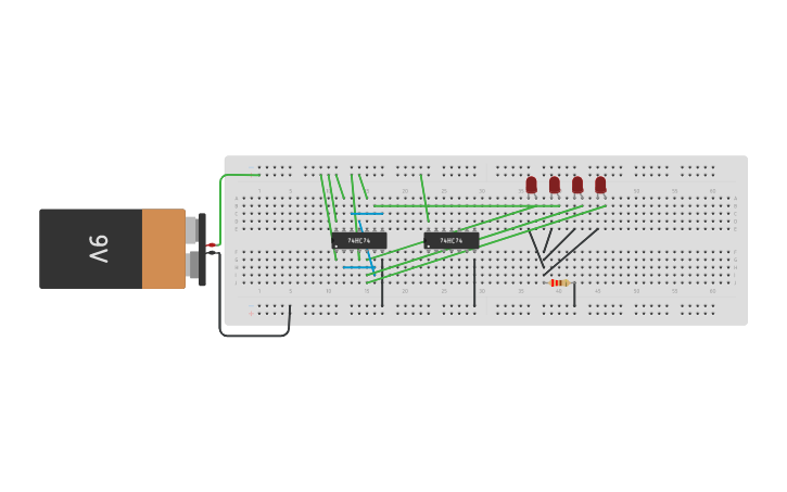 Circuit design Ring Counter Project | Tinkercad