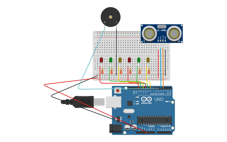 Circuit design sensor con led - Tinkercad