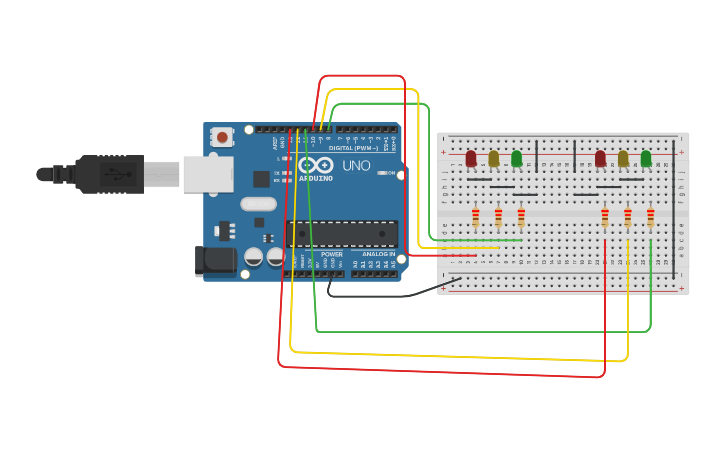 Circuit design Arduino Traffic Light with Junction - Tinkercad