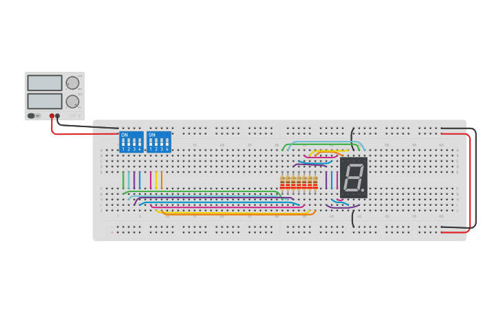 Circuit design Seven Segment Display 1 - Tinkercad