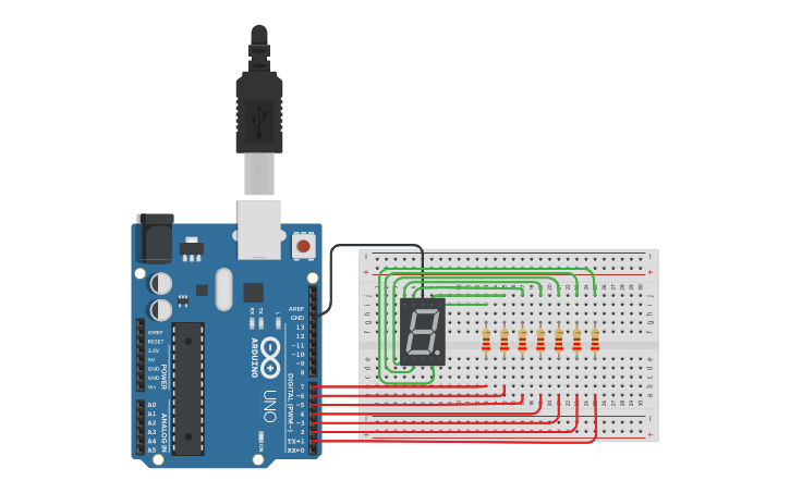 Circuit design 7 Segment Display Circuit | Tinkercad