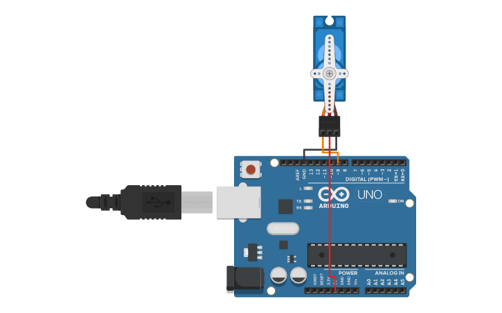Circuit design Servo Motors +Code - Tinkercad