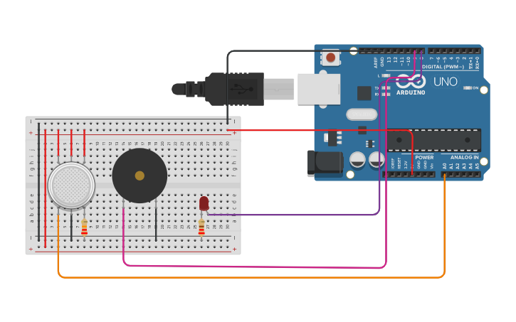 Circuit design GAS SENSOR - Tinkercad
