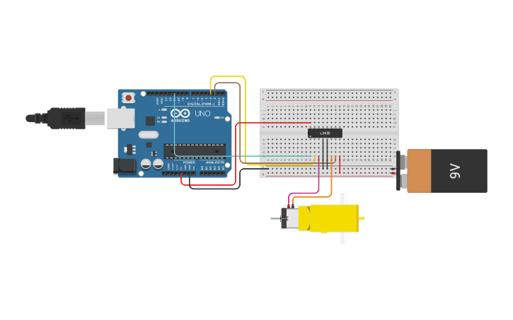 Circuit design Motor DC | Tinkercad