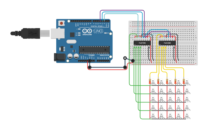 Programming 5x5 Led Matrix Circuit design 5X5 LED Matrix Public - Tinkercad