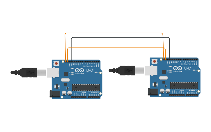 Circuit design master IC2 trasmette dati agli slave | Tinkercad