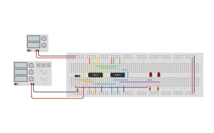 Circuit design SERIAL IN SERIAL OUT - Tinkercad