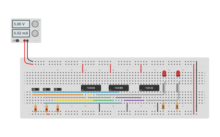 Circuit design FULL ADDER USING BASIC GATES - Tinkercad