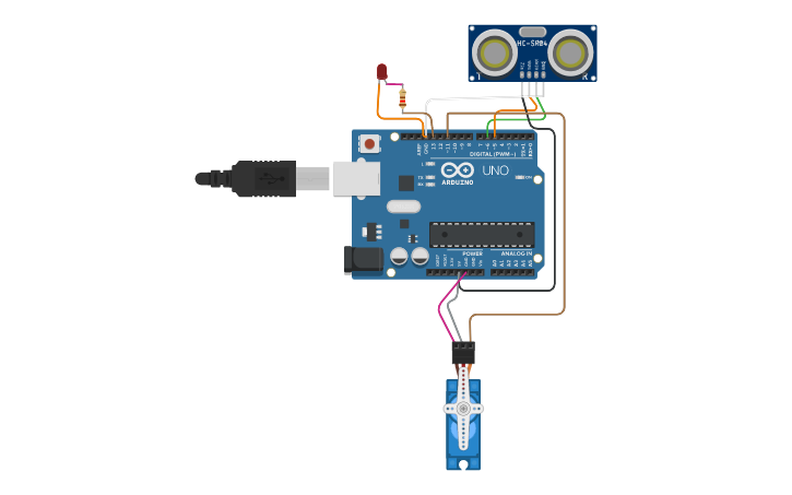 Circuit design Smart Dustbin final year - Tinkercad