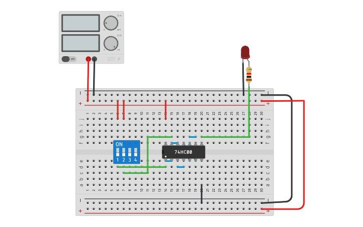 Circuit design NOR gate using NAND gate | Tinkercad