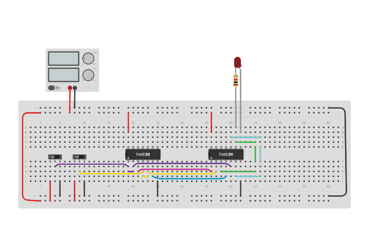 Circuit design XOR GATE | Tinkercad
