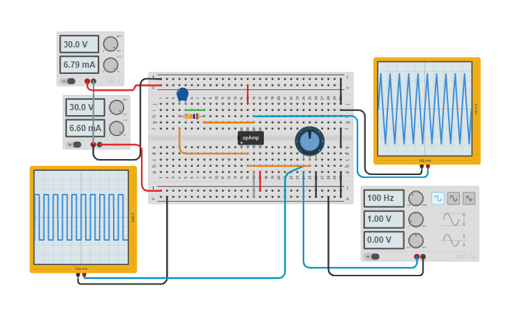 Circuit design Integrador | Tinkercad