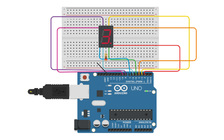 Circuit design Copy of 7 segment LED Arduino - Tinkercad