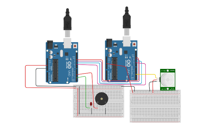 Circuit design 2 Arduino Master Slave SPI - Tinkercad