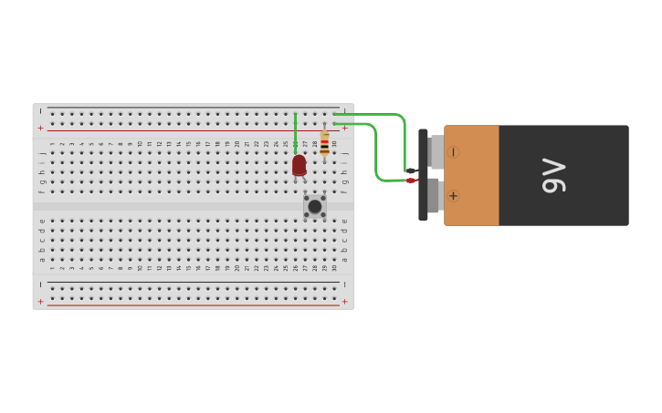 Circuit design CASO 6: DIODO LET CON PULSADOR - Tinkercad