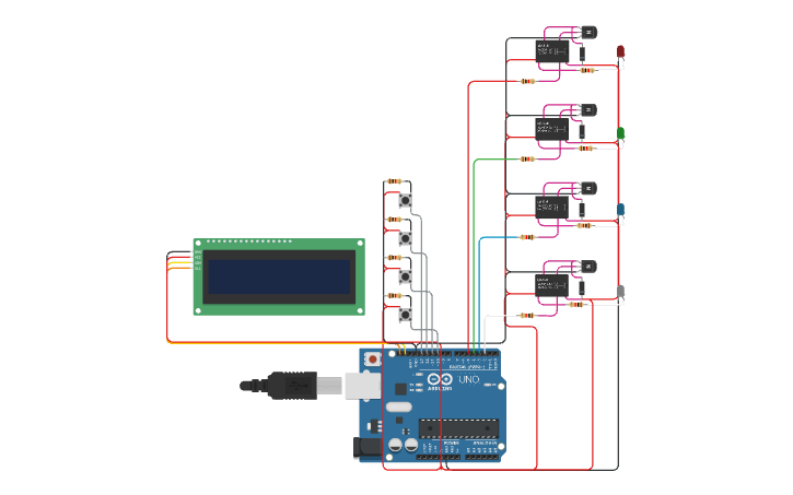 Circuit design LAB#9 - 4 CHANNEL RELAY - Tinkercad