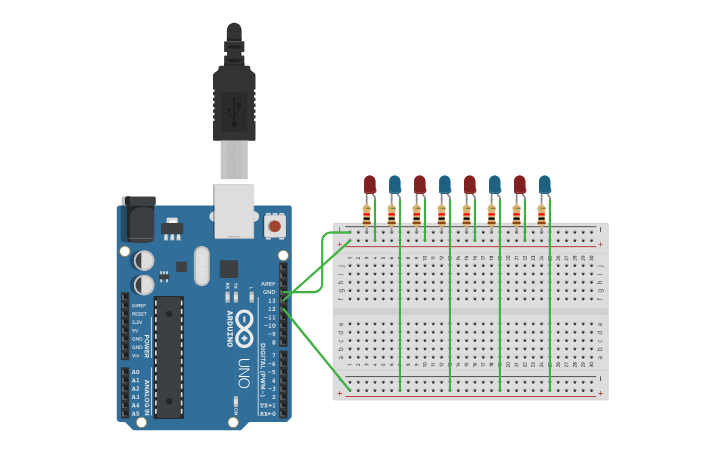 Circuit design Arduino leds secuencia - Tinkercad