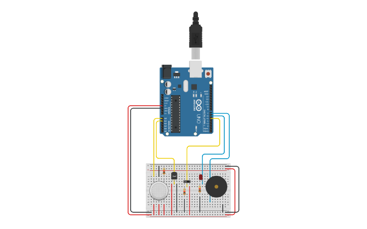 Circuit design Fire Alarm - Tinkercad