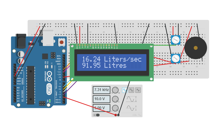 Circuit design Flow Meter Circuit - Tinkercad