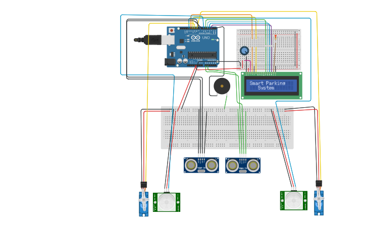 Circuit design Actual Smart Car Parking System | Tinkercad