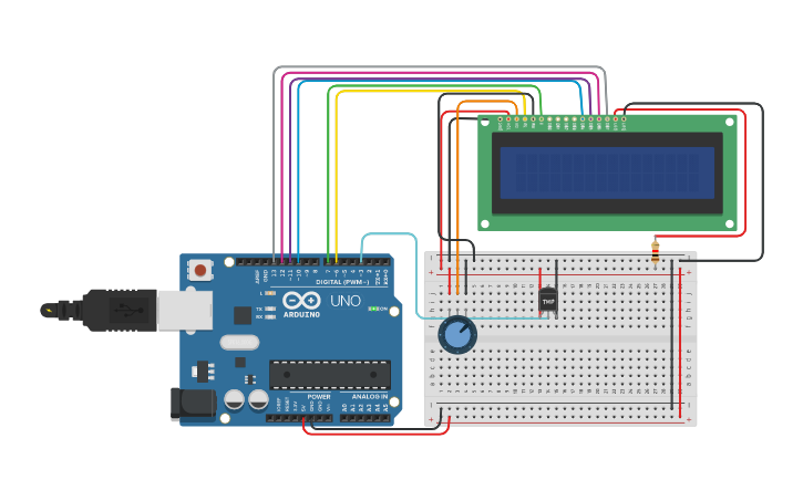 Circuit design interfacing lcd with arduino - Tinkercad