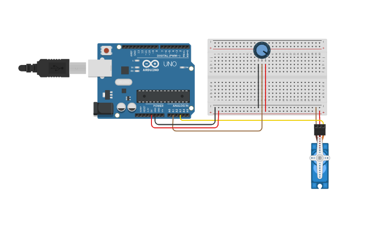 Circuit design Servomotor con potenciómetro - Tinkercad