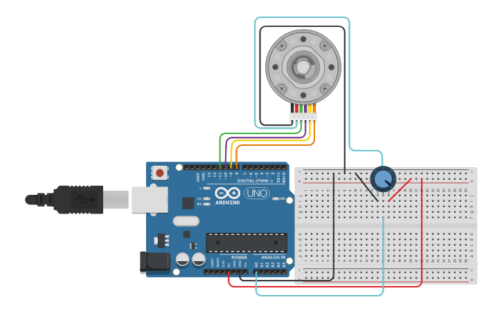 Circuit design steper motor - Tinkercad