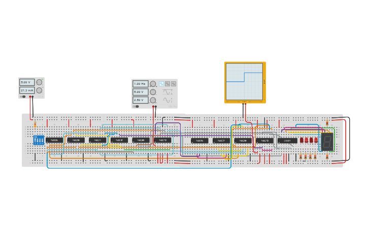 Circuit Design Contador Sincrono Tinkercad