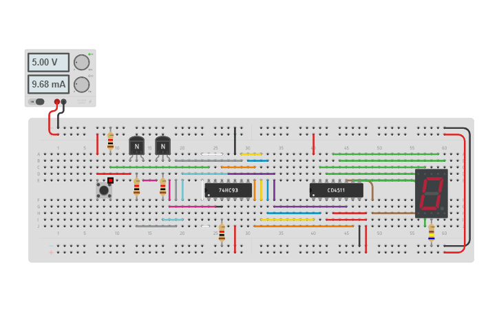 Circuit design Display de 7 segmentos - Tinkercad