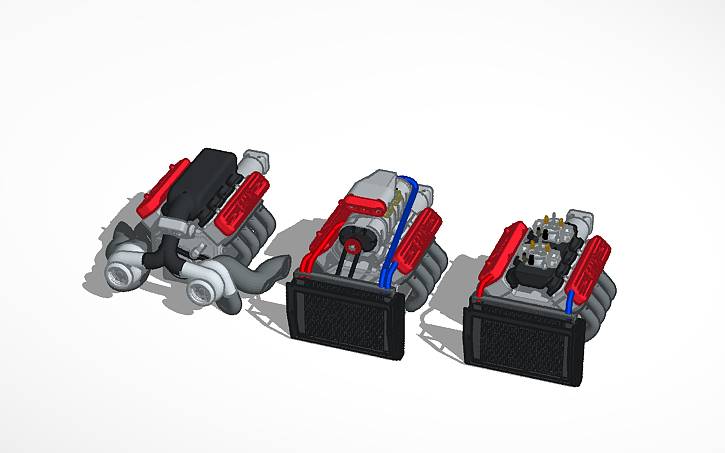 Engine 3d Design 3D design 3 Custom V8 Engines - Tinkercad
