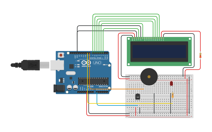 Circuit design Temperature Sensor 1 | Tinkercad