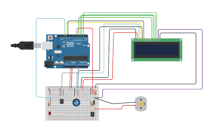 Circuit design Automatic room temperature control system - Tinkercad