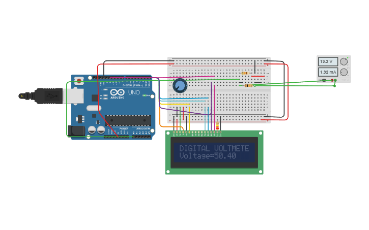 Circuit design вольтметр | Tinkercad