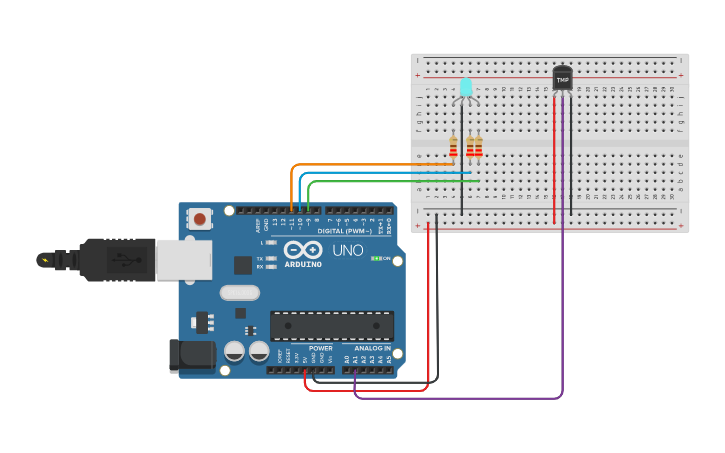 Circuit design Health Monitoring System - Tinkercad