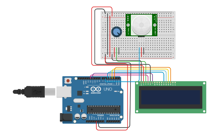 Circuit design Motion Sensor - Tinkercad