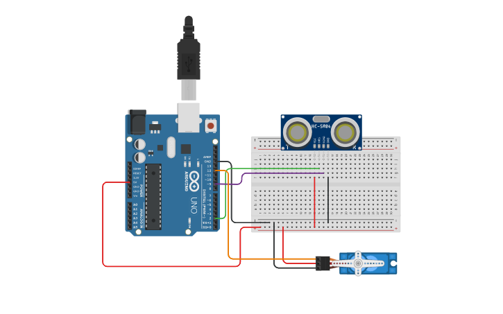 Circuit design RADAR with Arduino - Tinkercad