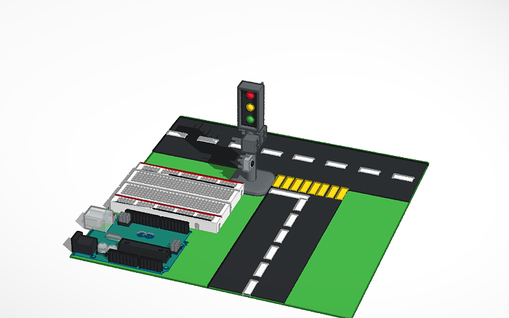 3D design Traffic Light with Pedestrian Part by Part - Tinkercad