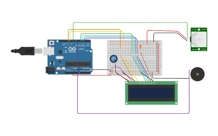 Circuit design Motion detection using PIR Sensor - Tinkercad
