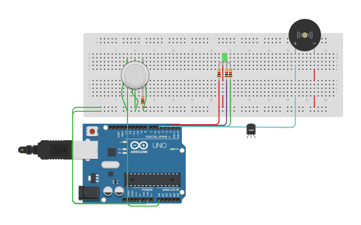 Circuit design Gas sensor - Tinkercad