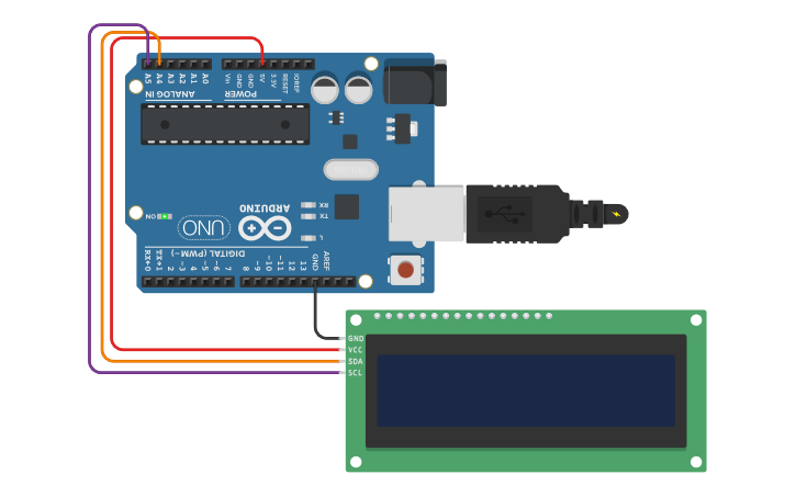 Circuit design Display I2C com Arduino - Tinkercad