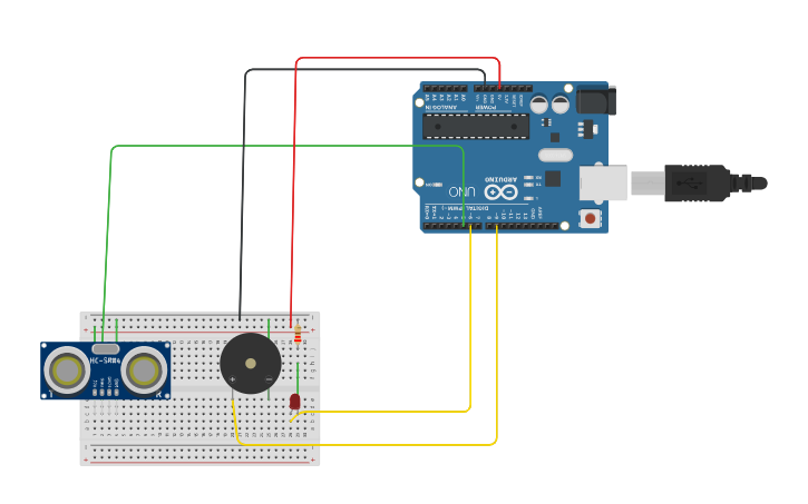 Circuit design alarma contra robos - Tinkercad