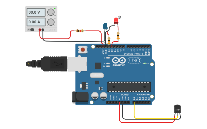 Circuit design termometro - Tinkercad