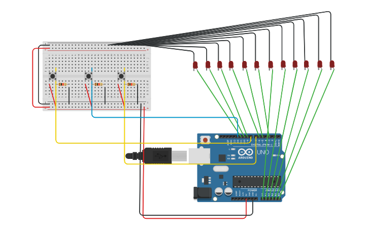 Led Sequential Control Using Arduino Circuit design LED Sequence Control - Tinkercad
