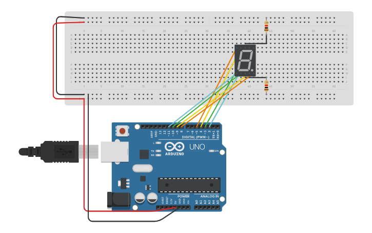 Circuit design Pratica 6 - Segment Display | Tinkercad