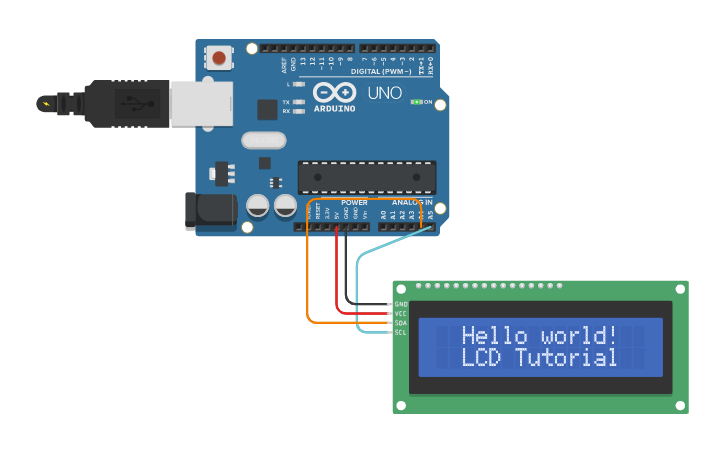 Circuit design LCD i2c - Tinkercad