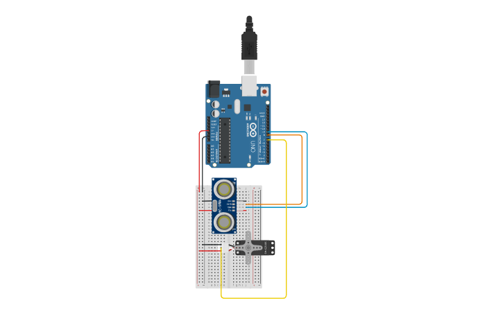 Circuit Design Ultrasonic Distance Sensor Controlled Servo Tinkercad 9790