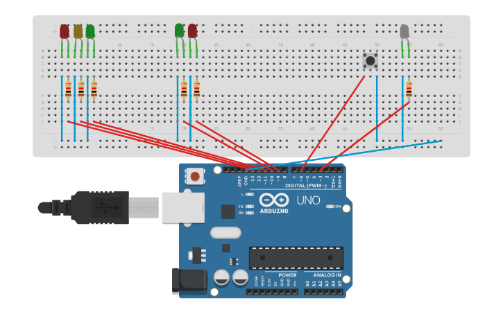Circuit design Semaforo Arduino | Tinkercad