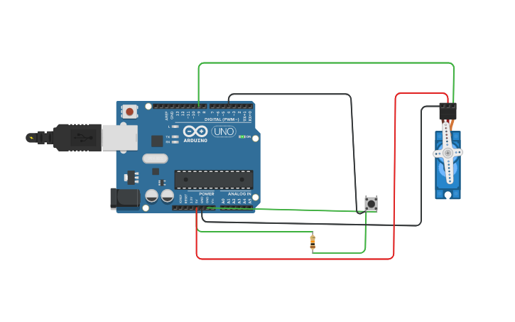 Circuit design SERVO CON PUSH | Tinkercad