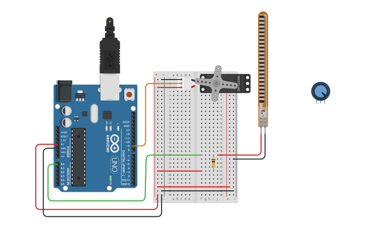Circuit design 2.2.4.2 Lab - Flex Sensor and Servo - Tinkercad